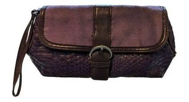 ee:some Elizabeth Arden Wristlet Women's Snakeskin Style Purple Snap Closure