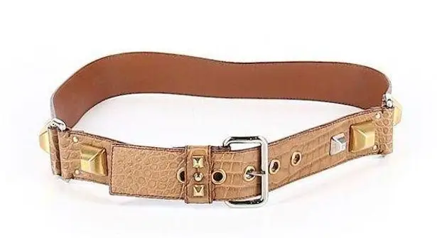 Prada  Croc Studded Brown Belt sz 85/34 L