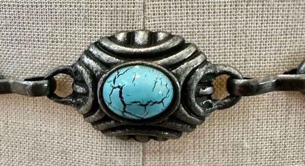 Silver tone turquoise blue hip belt