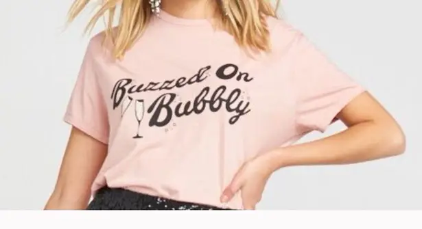 Show Me Your Mumu Buzzed On bubbly Graphic Tee Pink Cotton Size Small