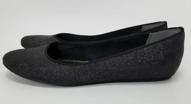 Nina The Touch Of Womens Shimmery Glitter Ballet Flats Shoes Black Slip On 8 X