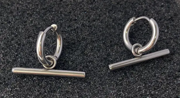 Titanium Steel Dangle Drop Earrings for Men Women,Silver Hoop Earrings Silver