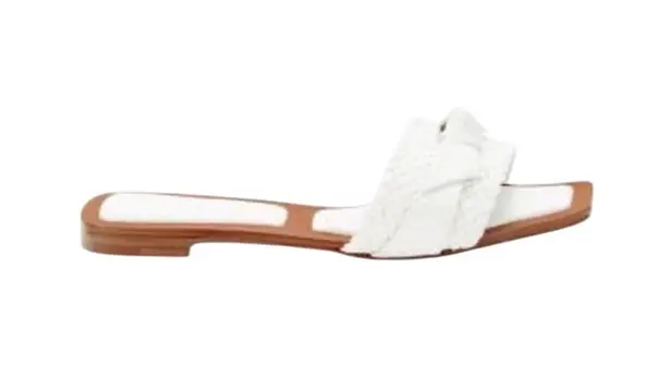 Alexandre Birman NIB Clarita Woven Leather Flat Sandals in White Size 39.5