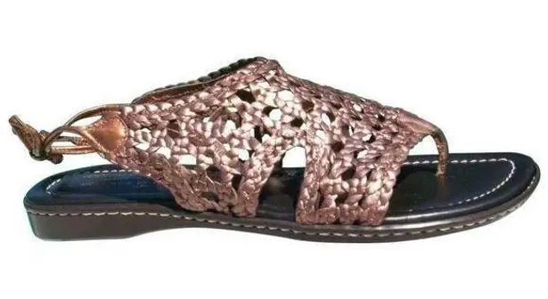 Donald Pliner Copper Metallic Leather Flexible Sole Shoe Sandal New NWT $245 Gold Size 7