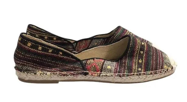 Gee'WaWa Multicolor Woven Striped Jute Sole Casual Espadrille Flats 8M Green Size 8