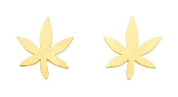 Tiny Gold Stainless Steel Pot Leaf Stud Earrings