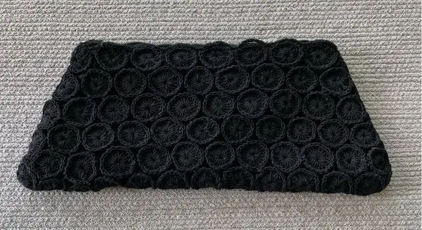 Vintage CORDE 1940’s Black Woven Circle Design Crochet Oversized Clutch Bag
