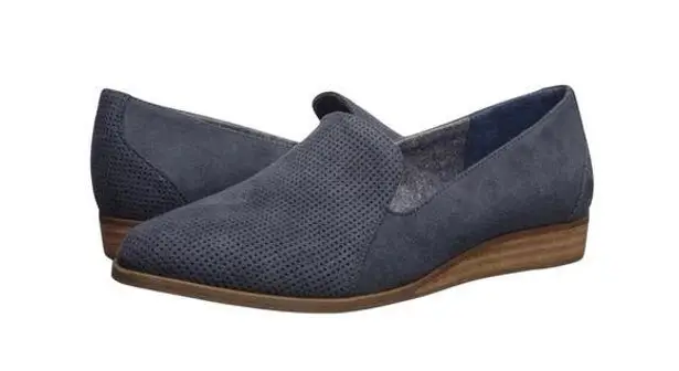 DR. SCHOLL'S Dawned Loafer Women 8 M Navy Oxide Microfiber Everyday Travel Retro Blue