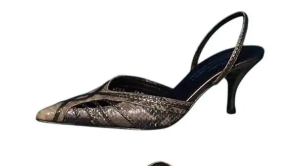 Donald Pliner Hand Painted Cobra Leather Shoe New Pointy Toe Sling Back $265 NWT White Size 5