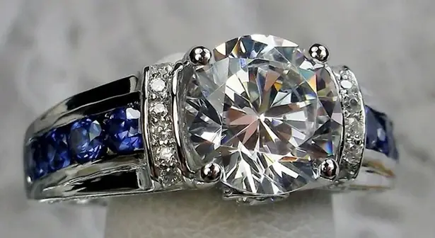 NWOT Lab Sapphire&2ct CZ Ring Art Deco Style Wedding,anniversary, engagement Silver