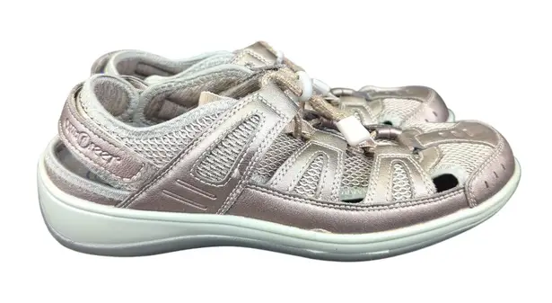 OrthoFeet Women's Verona Running Sneaker Sandals Fisherman Silver Comfort 10