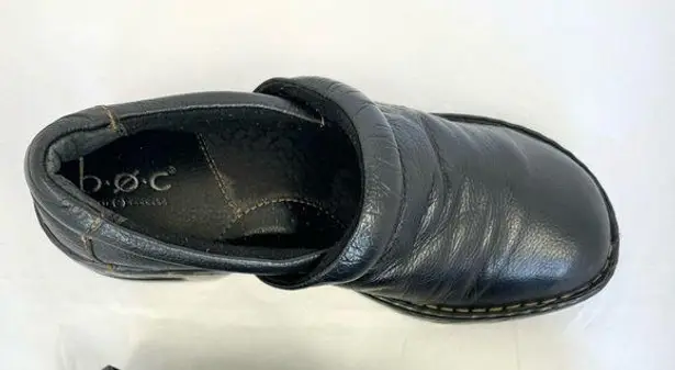Born BOC Black Leather Slides Mules Womens Nurse Casual Shoes BC3632 Sz 8.5