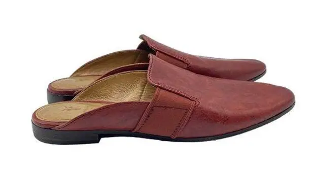 Frye  Women's Terri Gore Red Clay Leather Mules Size 6 Autumn Chic Almond Toe