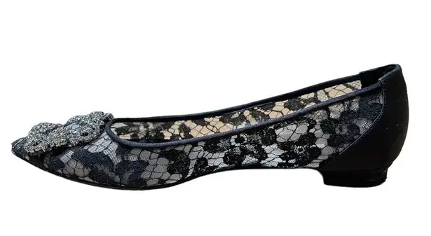 Manolo Blahnik Sheer Lace Hangisi Flats