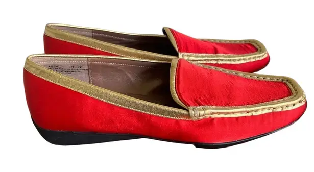 Bellini Aden Red and Gold Satin/Leather Women’s Loafer Size 8.5 Wide #772