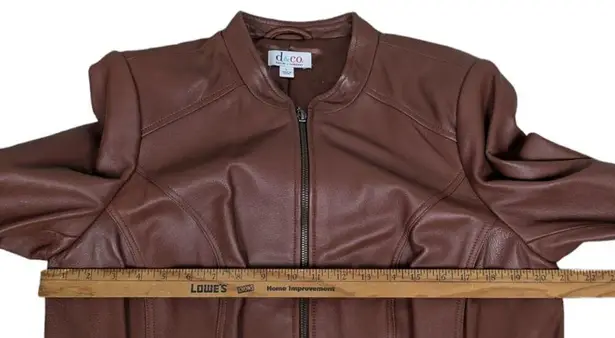 Denim & Co  brown leather full zip jacket Large