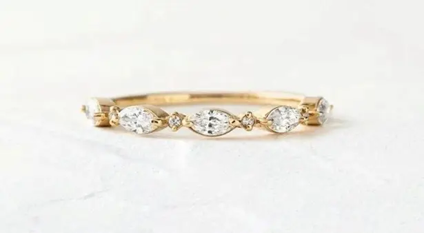 Sterling Silver Gold Plated Diamond Dainty Ring