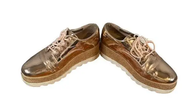ALDO Platform Lace Up Cork Trim Sneaker Boots Metallic Rose Gold Women 6.5