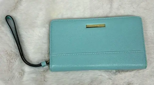 Anne Klein  Wallet Women NWT Blue Metallic Inside Zip Around Wristlet