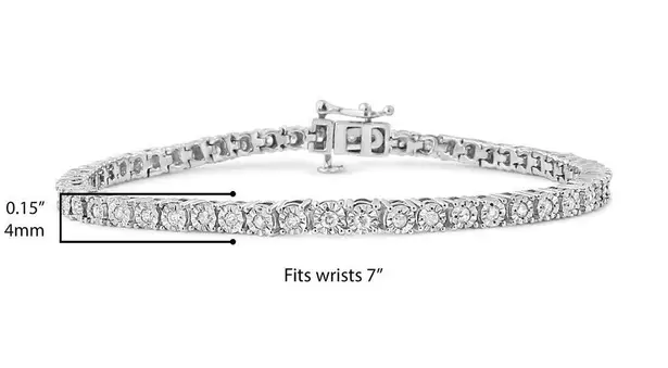 Brilliance NIB Haus of  .925 Silver 1.0 Cttw Diamond Facet Bezel Tennis Bracelet