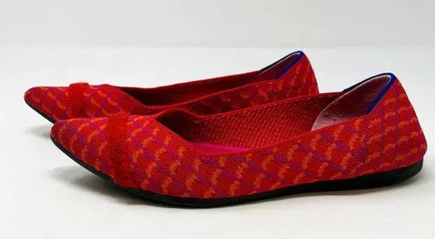 Rothy's The Point Pomegranate Grid Size 6 Slip On Ballet Flats Pink Orange