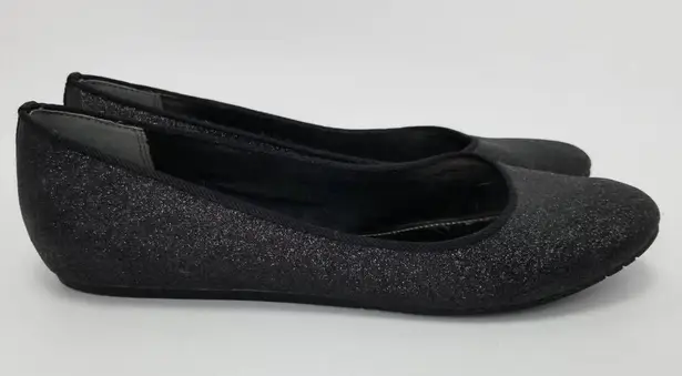 Nina The Touch Of Womens Shimmery Glitter Ballet Flats Shoes Black Slip On 8 X