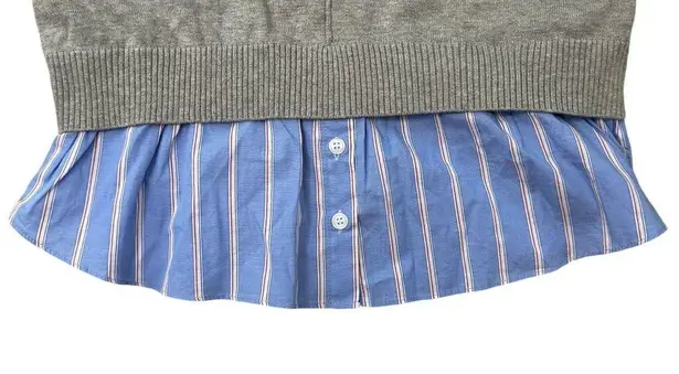 Central Park West Sweater Vest Mock Button Up NWT Medium Preppy Gray Blue