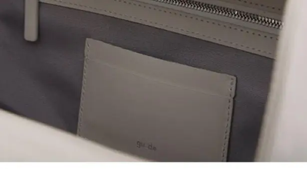 Gu_De Capri Leather Shoulder Tote in Powder with Top Handle MSRP: $475