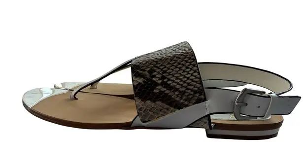 Isola Snakeskin Print Thong Sandals Silver Accent Buckle Strap Size 9M