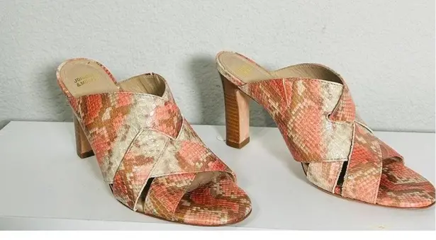 Johnston & Murphy Carrie Black Leather Slide Sandals Mule Heels Size 7.5