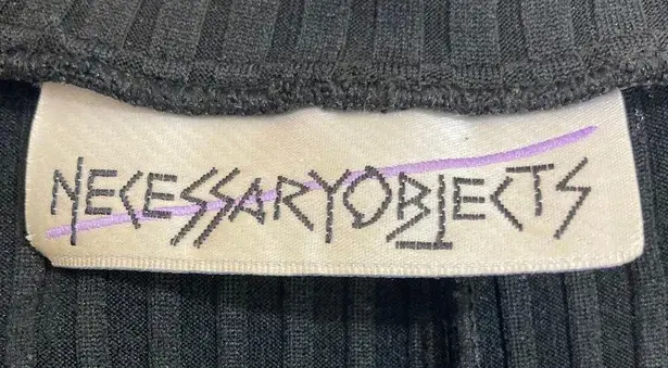 Necessary Objects Black ribbed knit maxi dress, women's large stretchy sleeveless scoop neck maxi