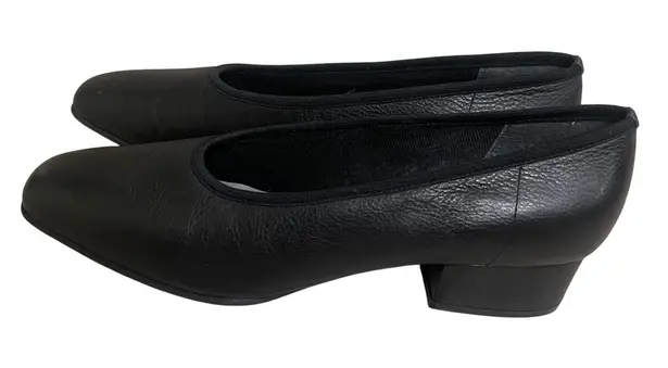 Naturalizer Black Leather Block Heel Pumps Women Size 8M EUC casual work wear