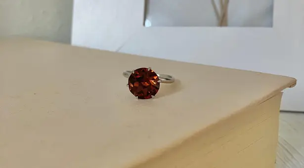 Round Chocolate Stone & Silver Ring “Bronya” Citrine Smokey Quartz Glass Boho Jewelry Brown