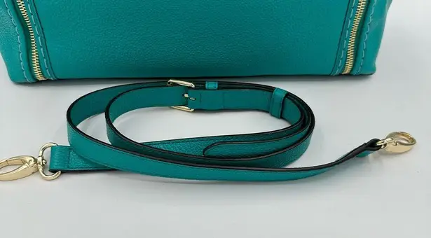 Henri Bendel A-Lister Satchel with Shoulder Strap in Turquoise Pebbled Leather