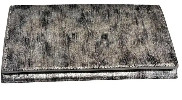 Sondra Roberts  CLUTCH HANDBAG Silver Black Clutch Crossbody Faux Suede Purse