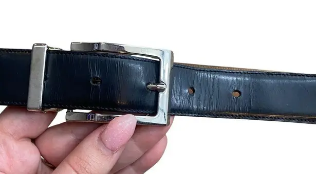 Dolce & Gabbana Women’s XL Italian Leather Belt Black With Silver Buckle Minimal