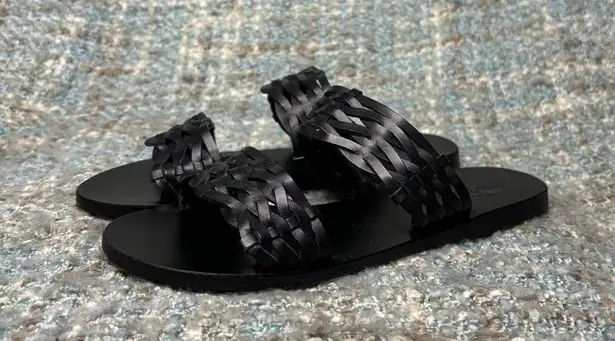 Ancient Greek Sandals Melia Woven Braided Leather Sandals in Black Size 6