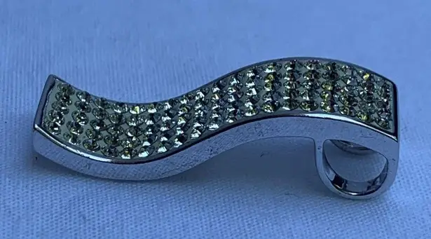 Sterling Silver Women's Curve Loop Pendant, Sparkly CZ Accents