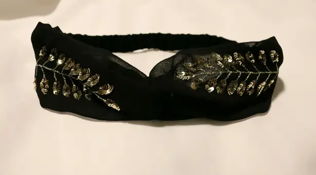 Black Embellished Head band Gold Vine Size One Size