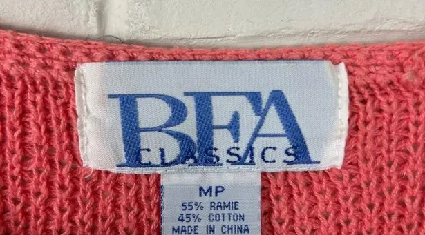 Vintage Granny Knit Crotchet Button Front Top Size M Pink Size M