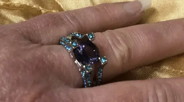 TJ Maxx Purple Amethyst Silver Engagement Ring Size 8