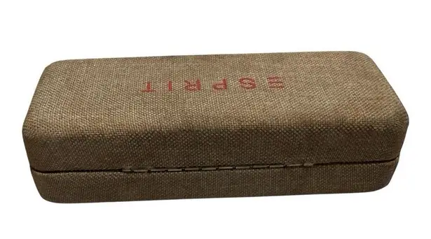 Esprit Hard Clamshell Case Beige Tweed Canvas Sunglasses Eyeglasses Felt Lining