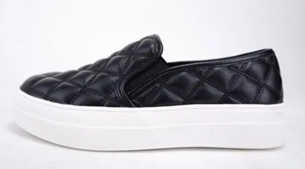 Soda Black Quilted Platform Sole Slip On Sneaker