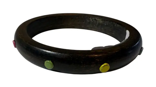 Wooden Polka Dot Bangle Bracelet Colorful Boho Accessory Brown