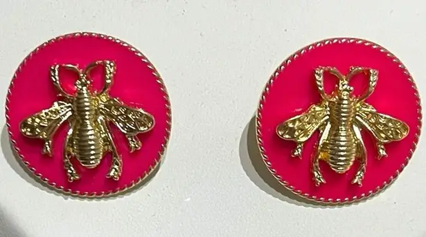 Statement Bee Gold and Pink Stud Earrings NWT