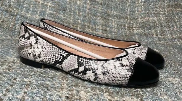 French Sole FS/NY Irina Leather Ballet Flat in Black Acadia Gray Size 10