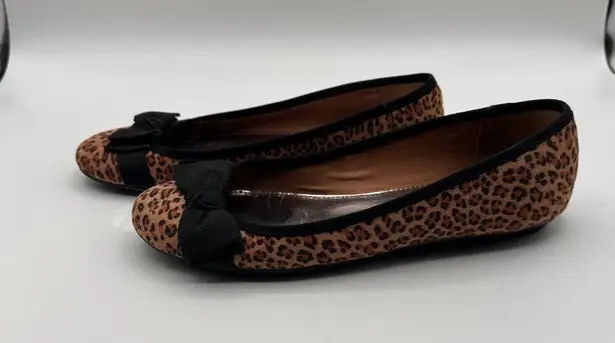 Alfani Leopard Print Ballet Flats Black Bow Womens Cushioned Insole Size 7.5