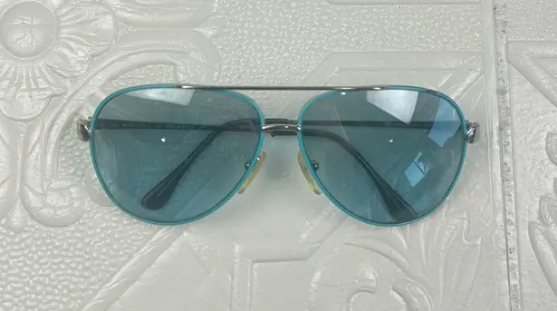 Emilio Pucci Womenโs Teal Aviator Sunglasses