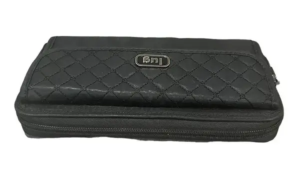 Lug Quilted Flap Snap Zip Around RFID Organizer Large Wallet Nylon Black