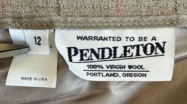 Pendleton  Beige Diagonal Plaid Vintage Wool Womens Size 12 Pencil Knee Length